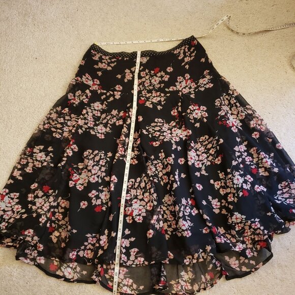 Mlle Gabrielle Polka-dot Trimmed Floral Print Chiffon Midi Skirt Size 20W EUC - Picture 9 of 9